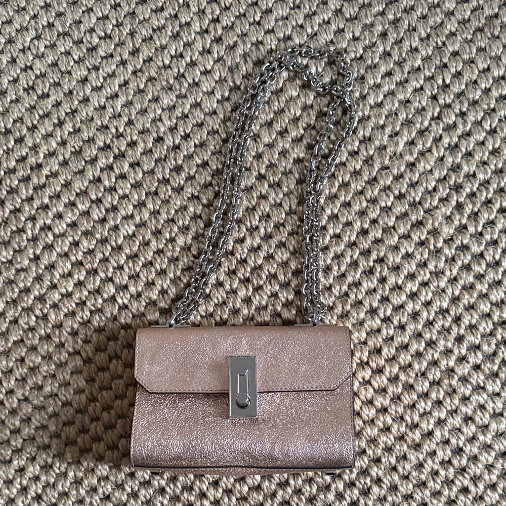 Flynn rose gold genuine leather Chain Shoulder Bag